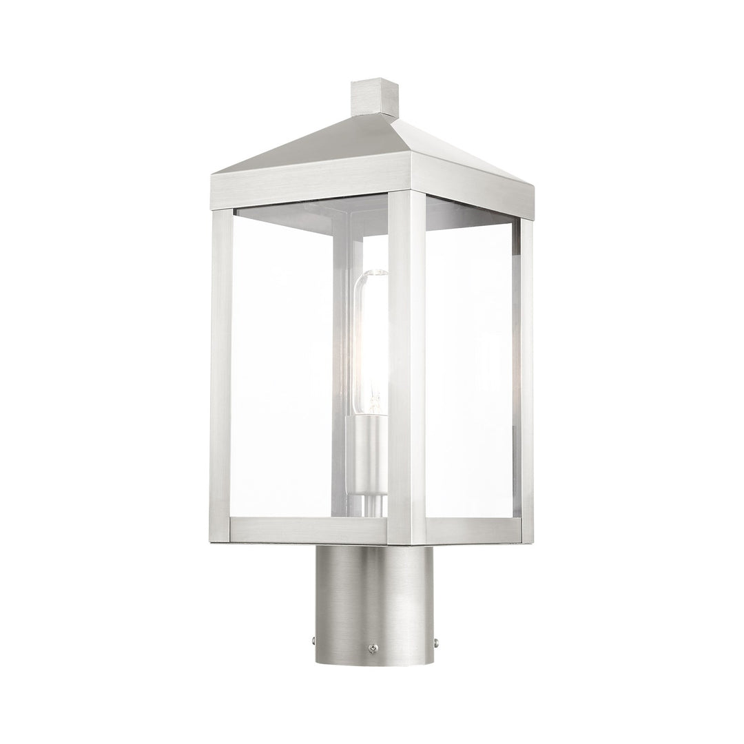 1 Light Brushed Nickel Outdoor Post Top Lantern