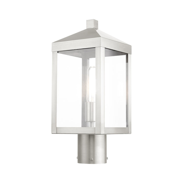 1 Light Brushed Nickel Outdoor Post Top Lantern