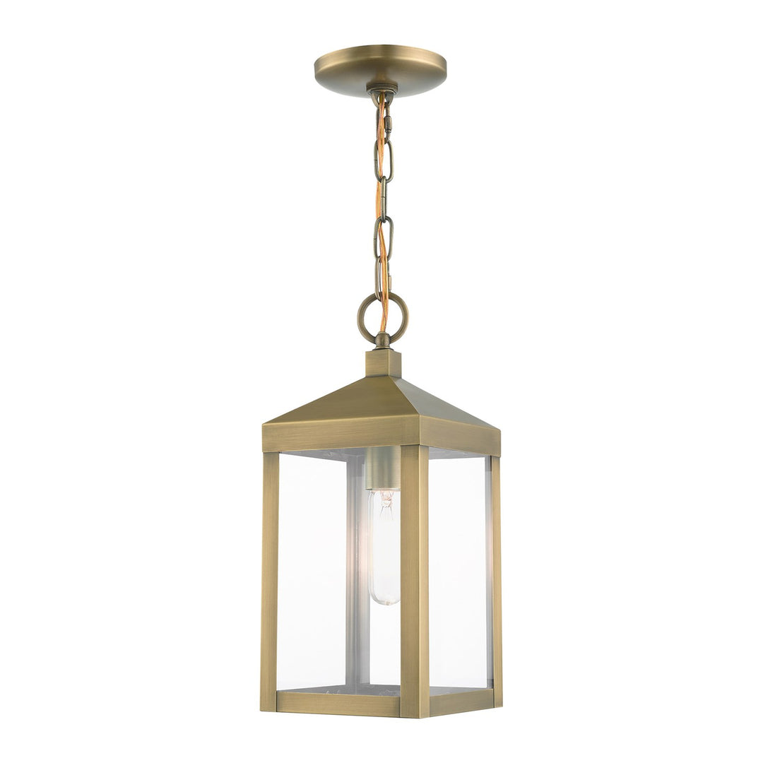 1 Light Antique Brass Outdoor Pendant Lantern by Livex Lighting