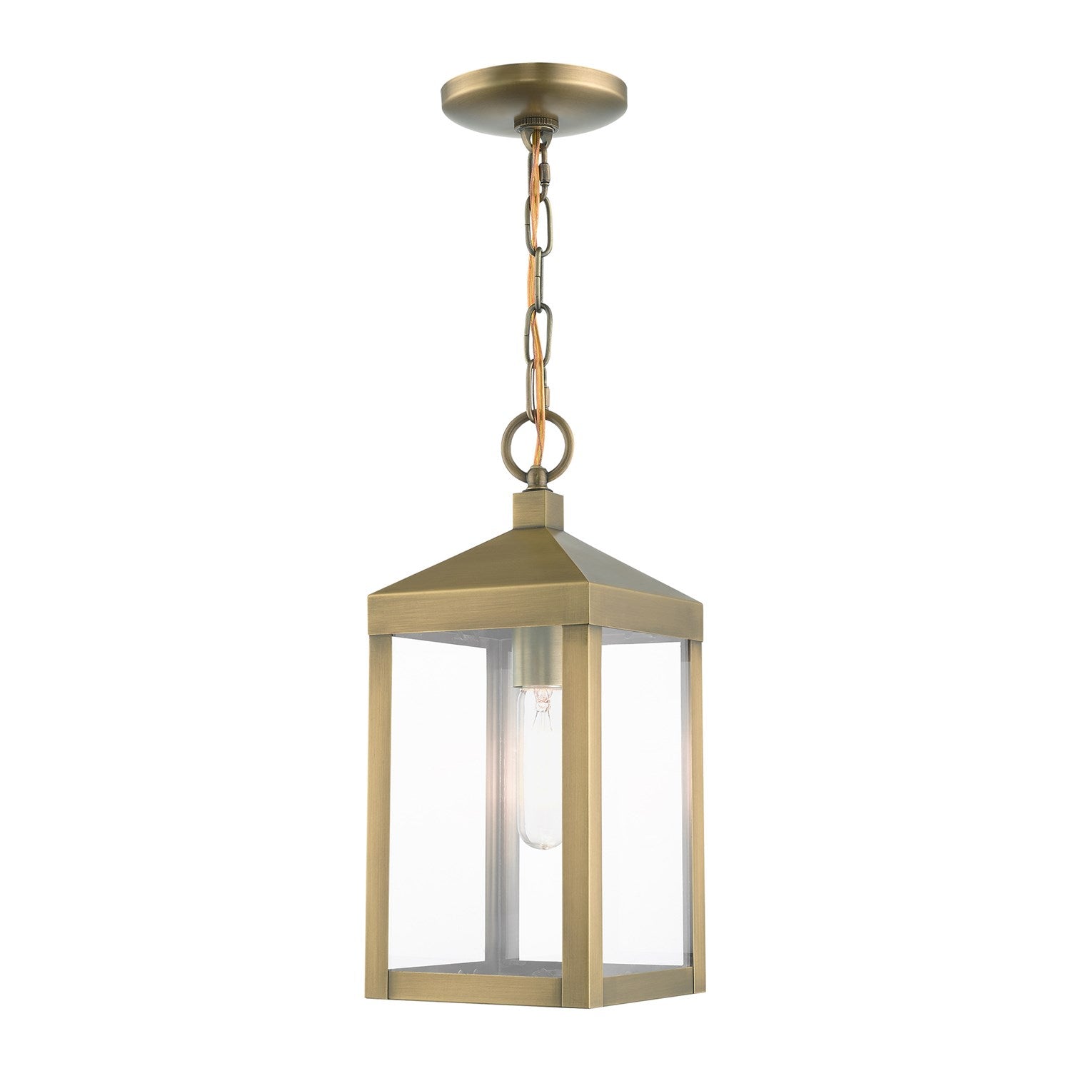 1 Light Antique Brass Outdoor Pendant Lantern by Livex Lighting
