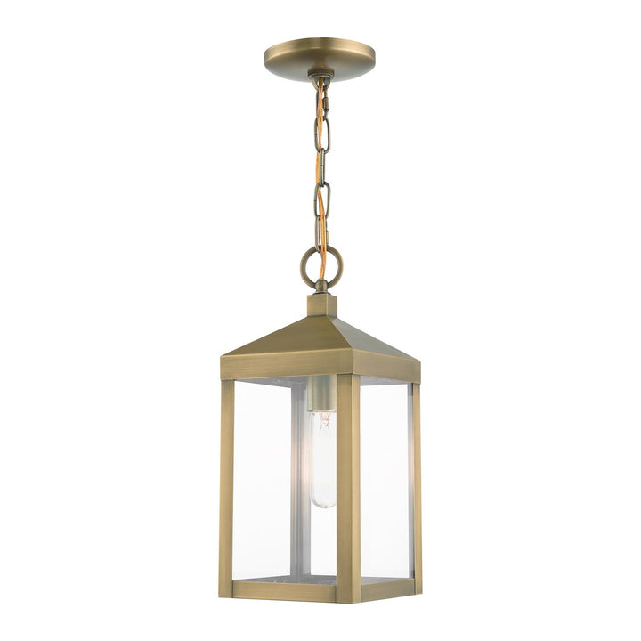 1 Light Antique Brass Outdoor Pendant Lantern by Livex Lighting