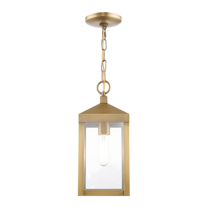 1 Light Antique Brass Outdoor Pendant Lantern