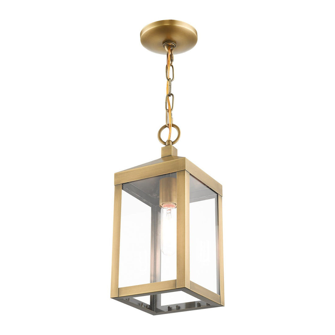 1 Light Antique Brass Outdoor Pendant Lantern