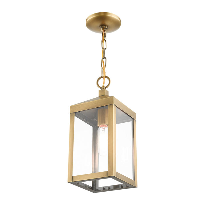 1 Light Antique Brass Outdoor Pendant Lantern