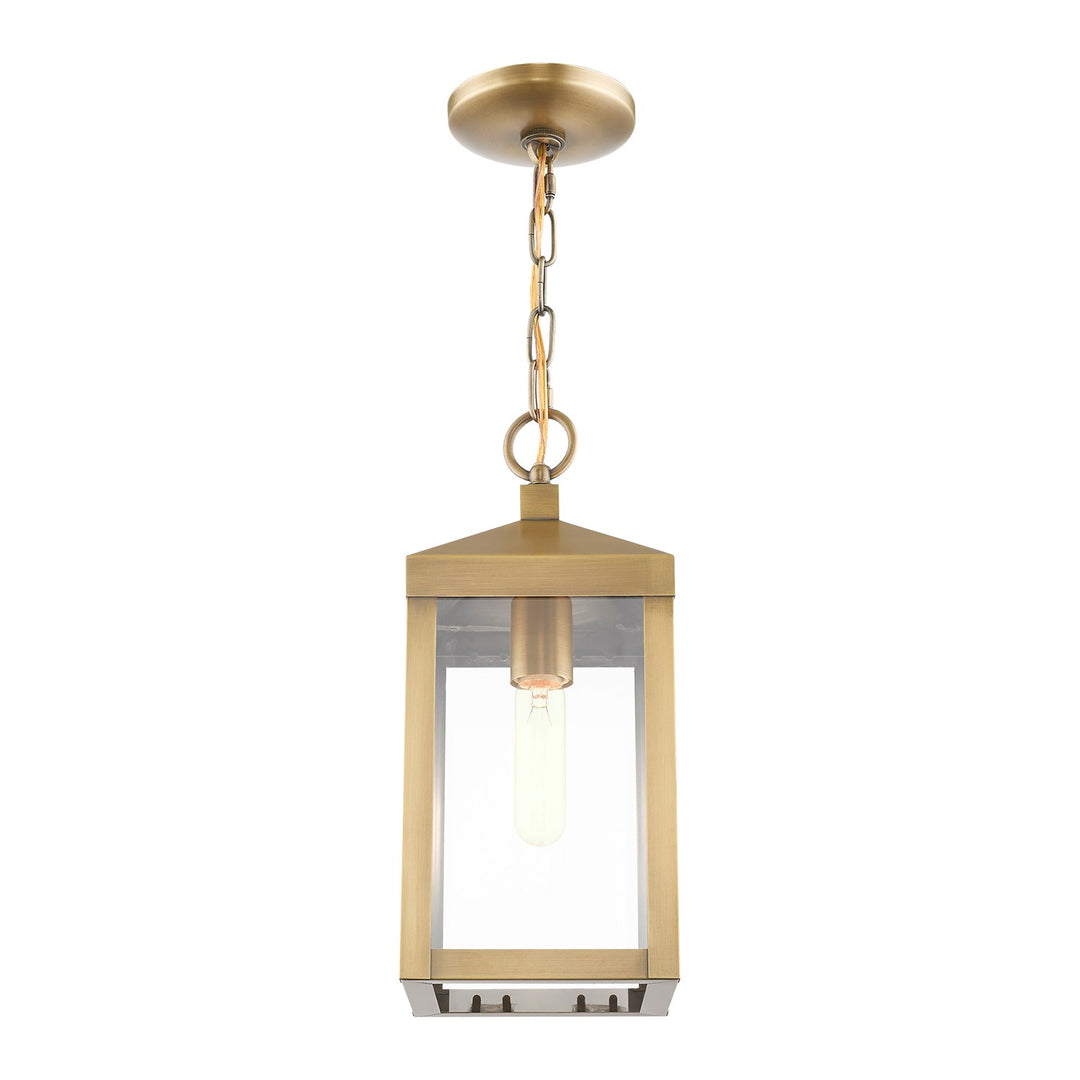 1 Light Antique Brass Outdoor Pendant Lantern
