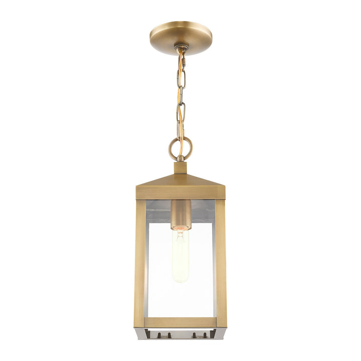 1 Light Antique Brass Outdoor Pendant Lantern