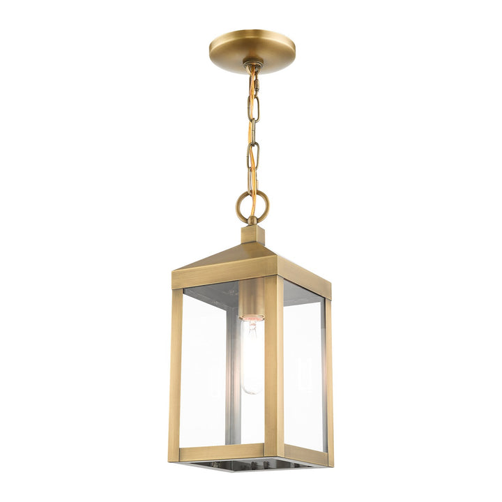 1 Light Antique Brass Outdoor Pendant Lantern