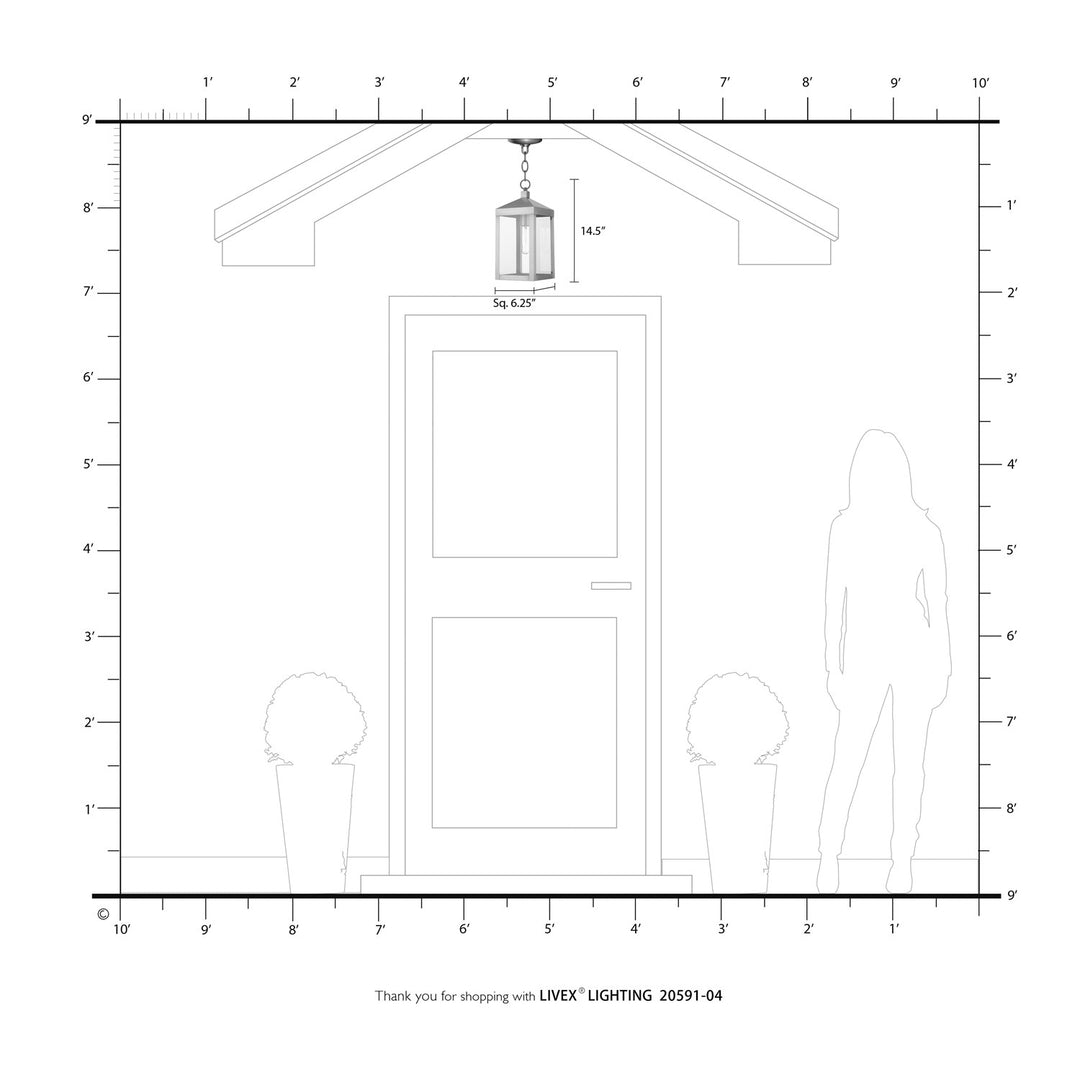 1 Light Black Outdoor Pendant Lantern