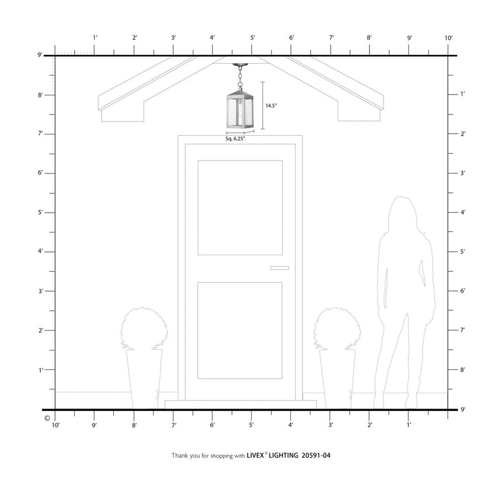 1 Light Black Outdoor Pendant Lantern