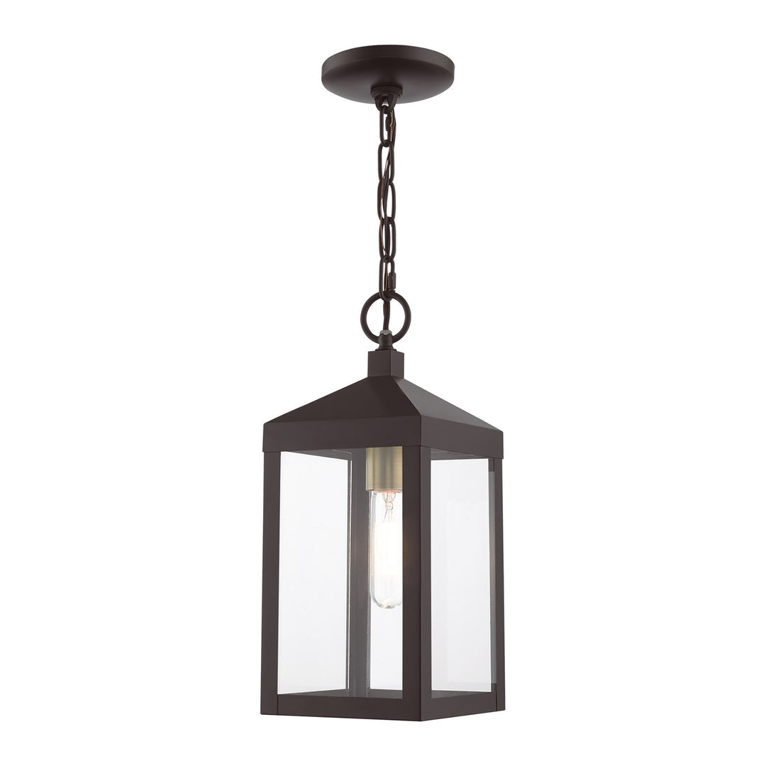 1 Light Bronze Outdoor Pendant Lantern by Livex Lighting