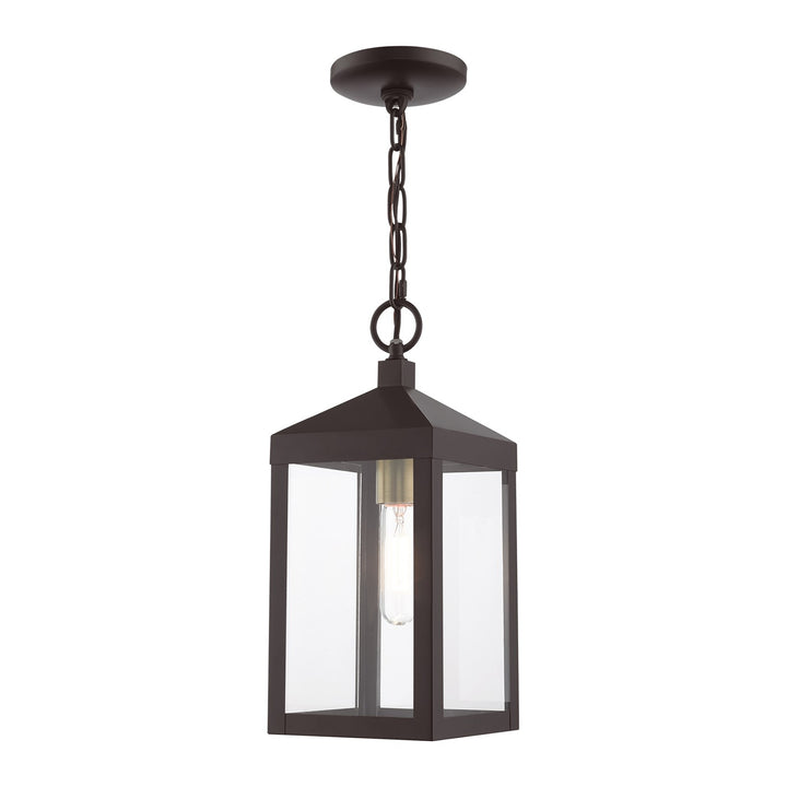 1 Light Bronze Outdoor Pendant Lantern by Livex Lighting