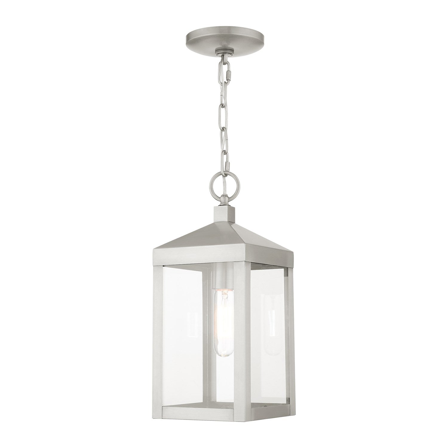 1 Light Brushed Nickel Outdoor Pendant Lantern by Livex Lighting