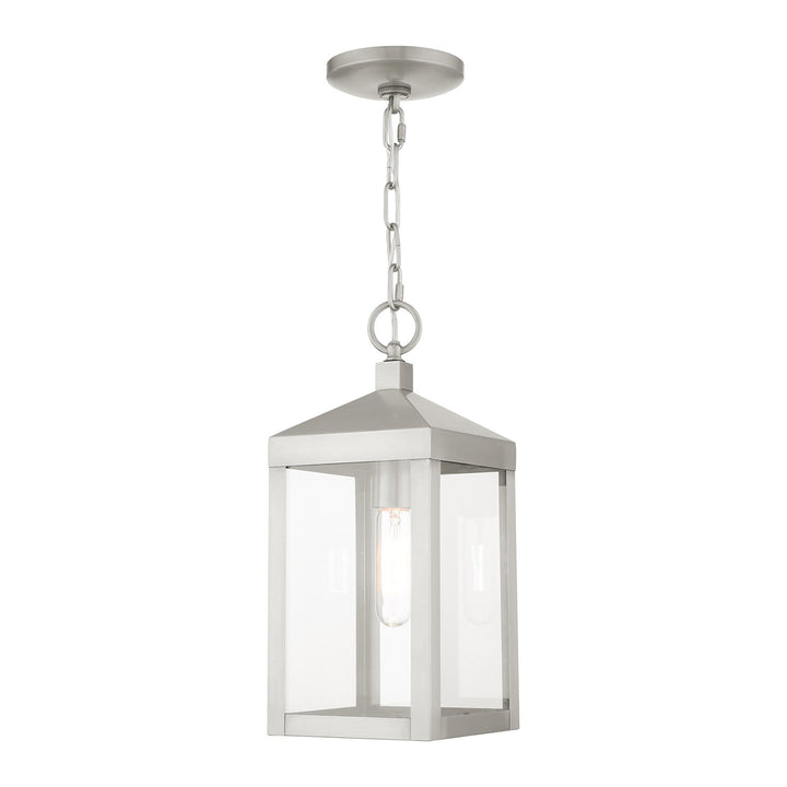 1 Light Brushed Nickel Outdoor Pendant Lantern by Livex Lighting