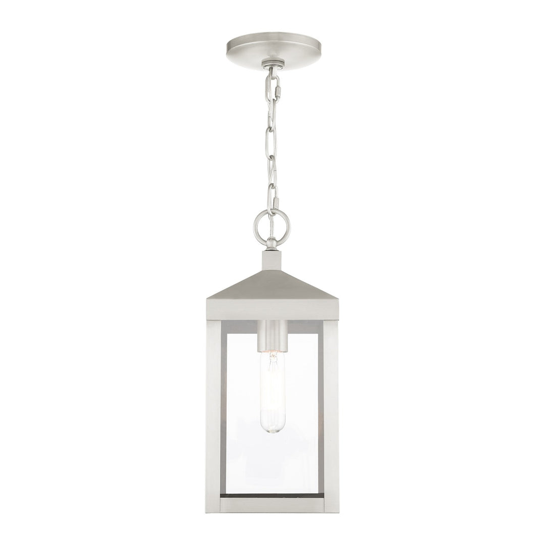 1 Light Brushed Nickel Outdoor Pendant Lantern