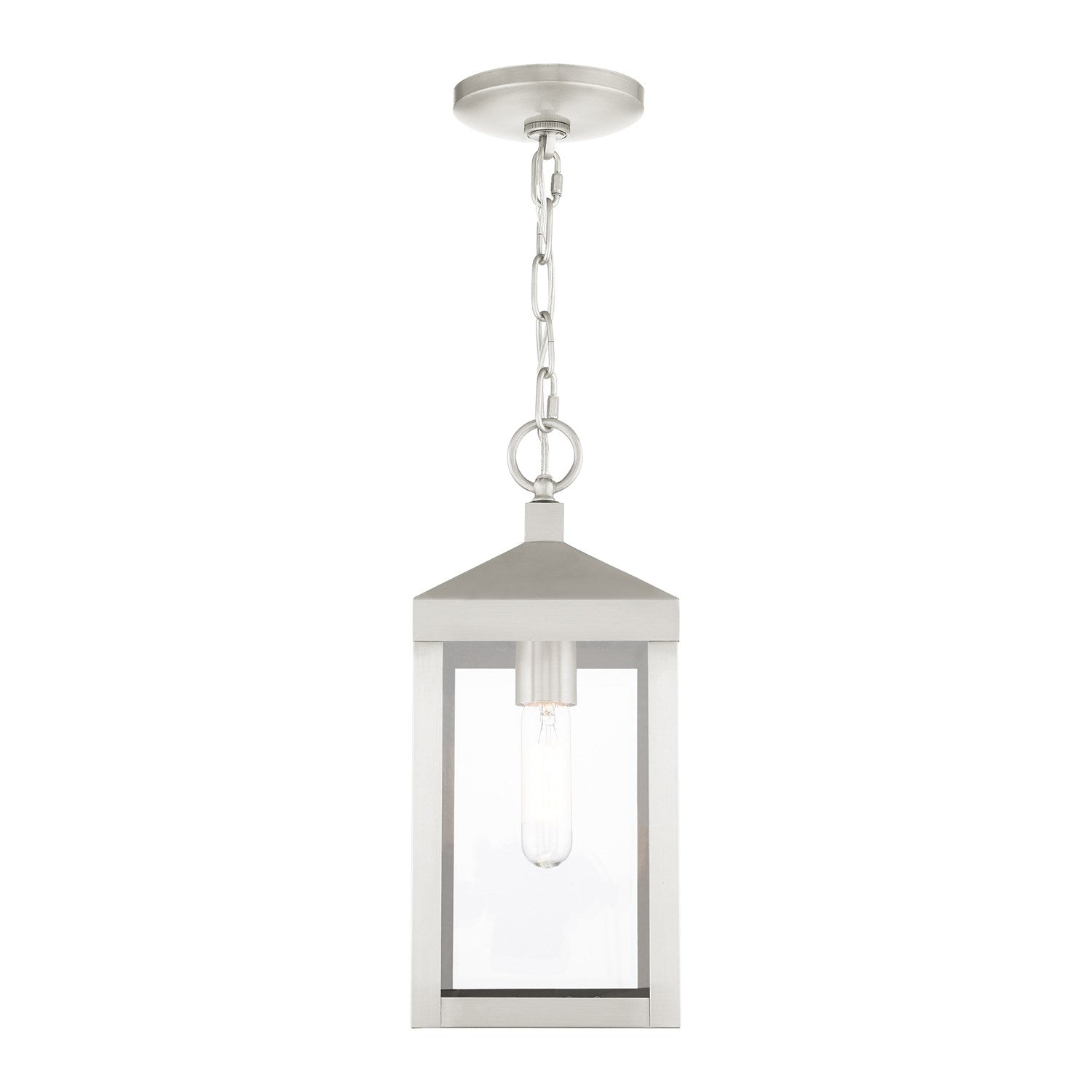 1 Light Brushed Nickel Outdoor Pendant Lantern