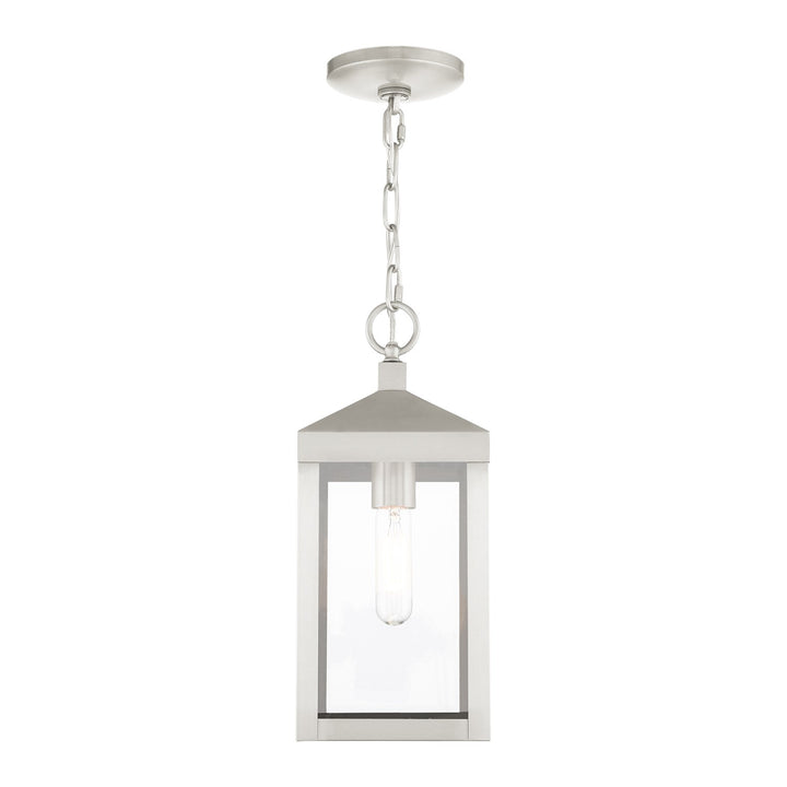 1 Light Brushed Nickel Outdoor Pendant Lantern