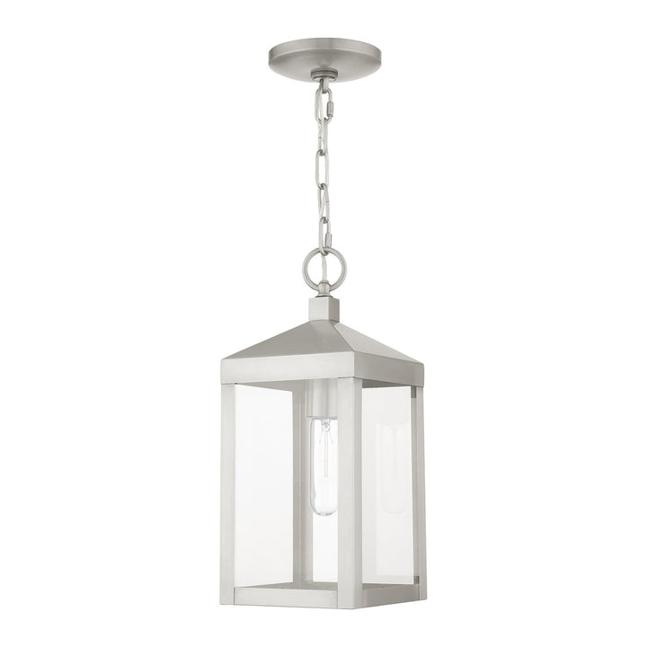 1 Light Brushed Nickel Outdoor Pendant Lantern