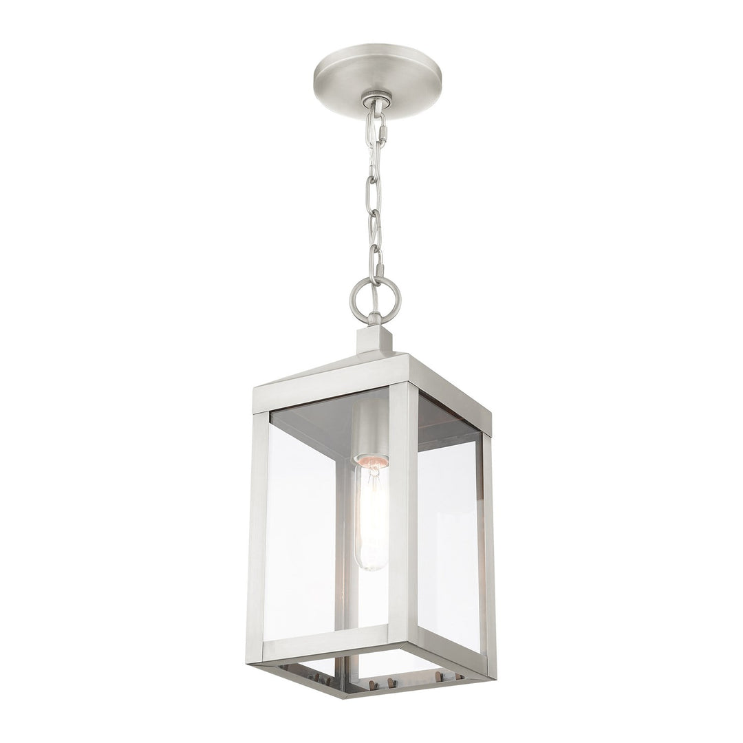 1 Light Brushed Nickel Outdoor Pendant Lantern