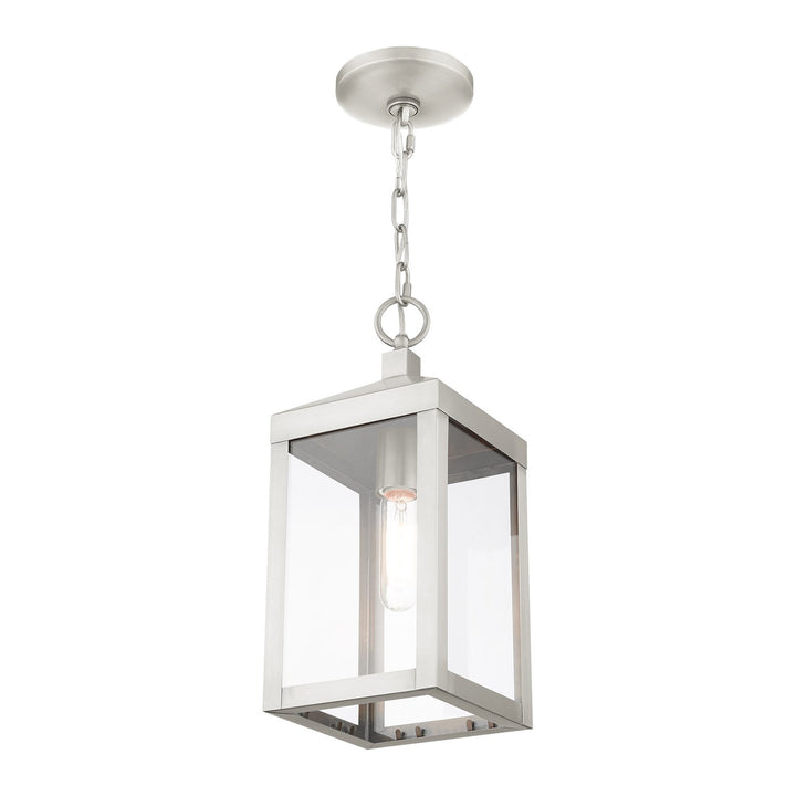 1 Light Brushed Nickel Outdoor Pendant Lantern