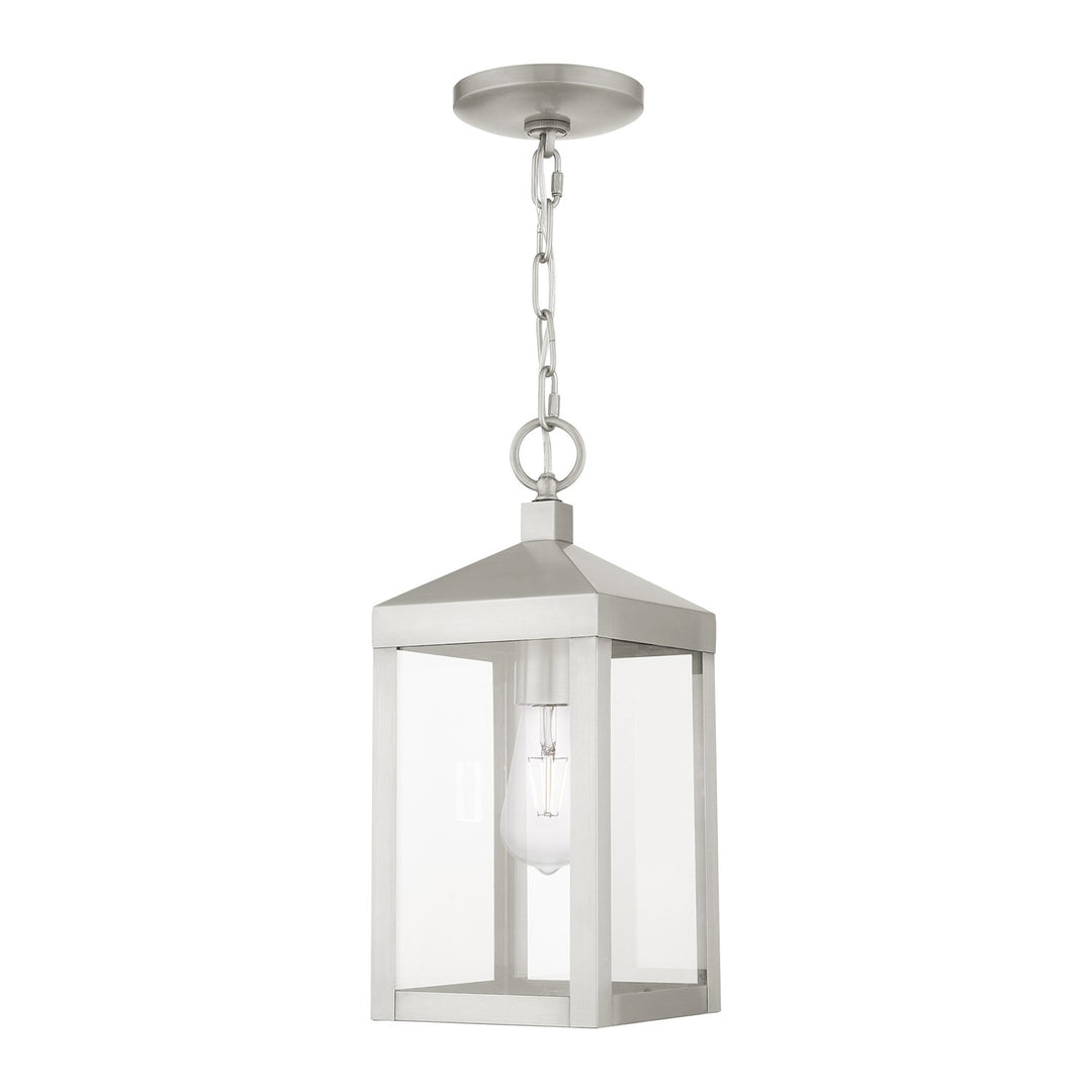 1 Light Brushed Nickel Outdoor Pendant Lantern