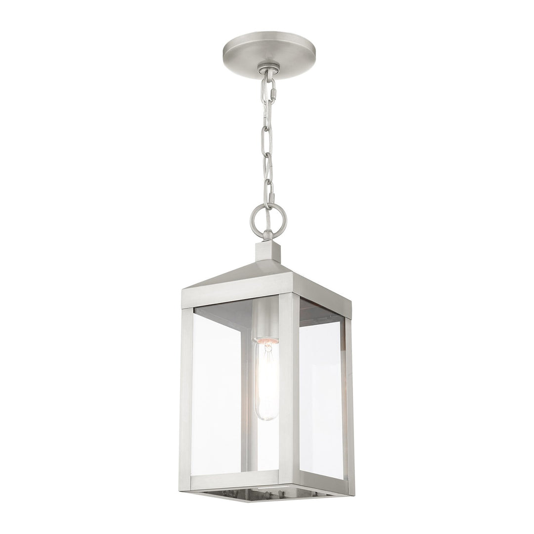 1 Light Brushed Nickel Outdoor Pendant Lantern