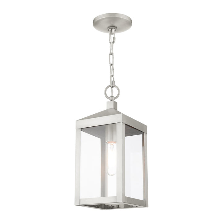 1 Light Brushed Nickel Outdoor Pendant Lantern