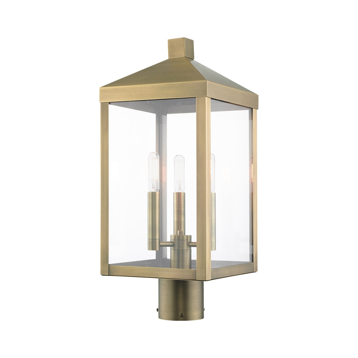 3 Light Antique Brass Outdoor Post Top Lantern by Livex Lighting