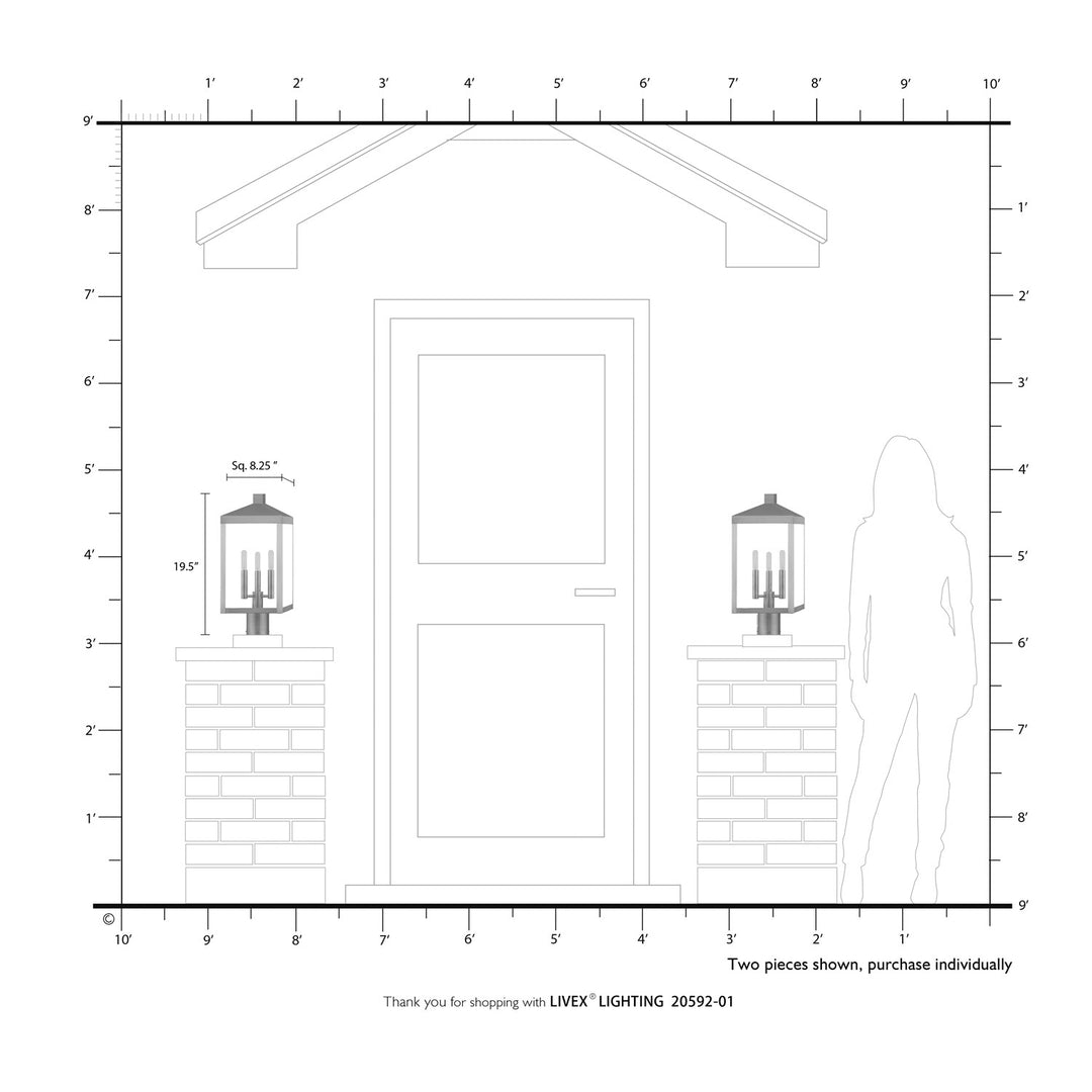 3 Light Antique Brass Outdoor Post Top Lantern