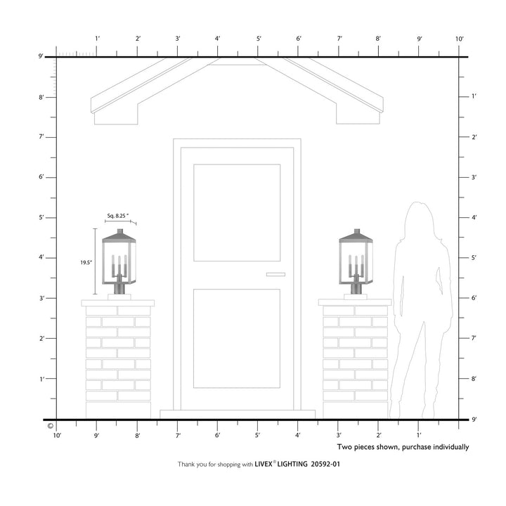 3 Light Antique Brass Outdoor Post Top Lantern