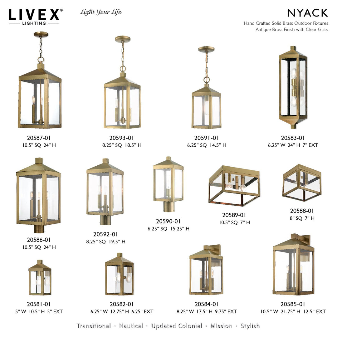 3 Light Antique Brass Outdoor Post Top Lantern