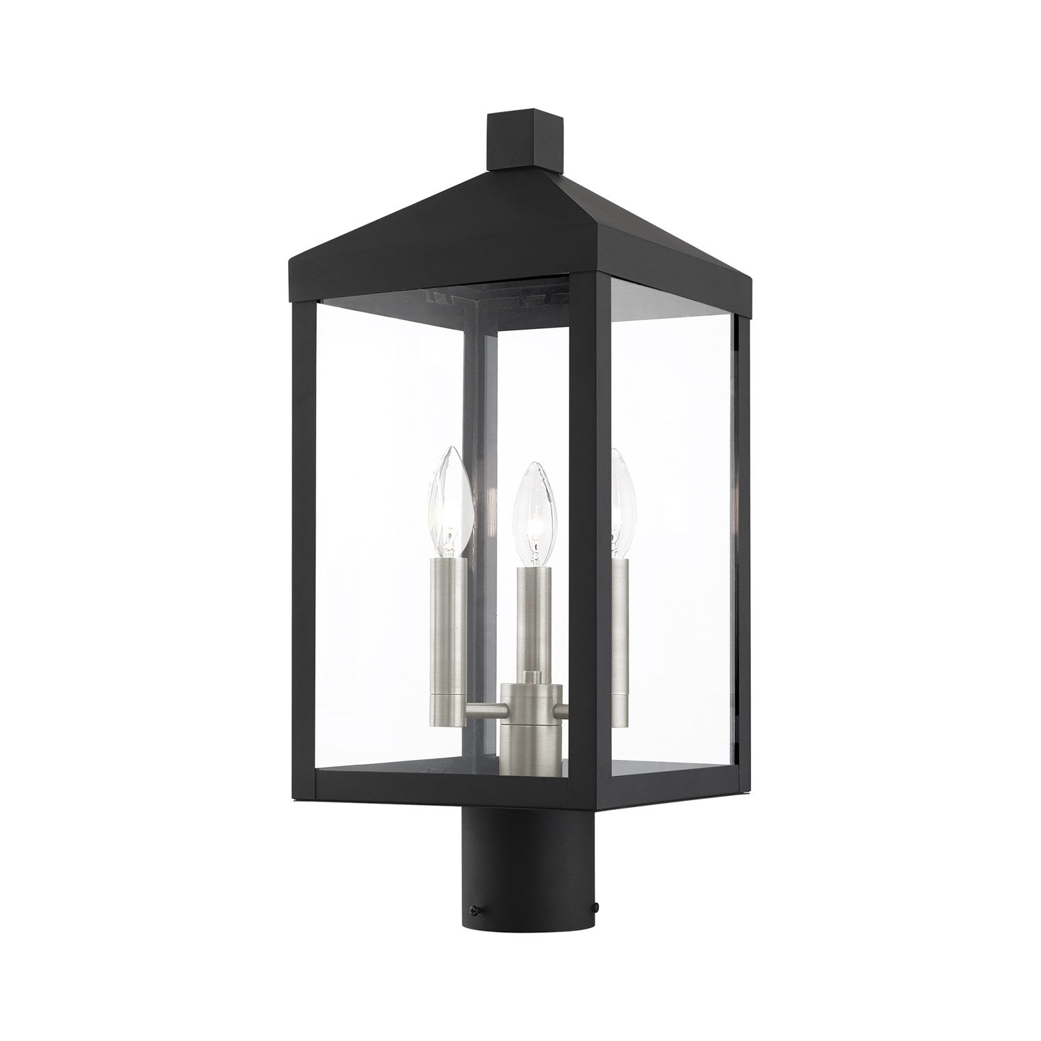 3 Light Black Outdoor Post Top Lantern