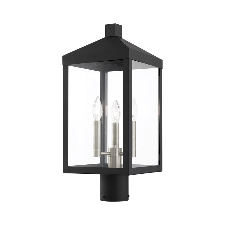 3 Light Black Outdoor Post Top Lantern