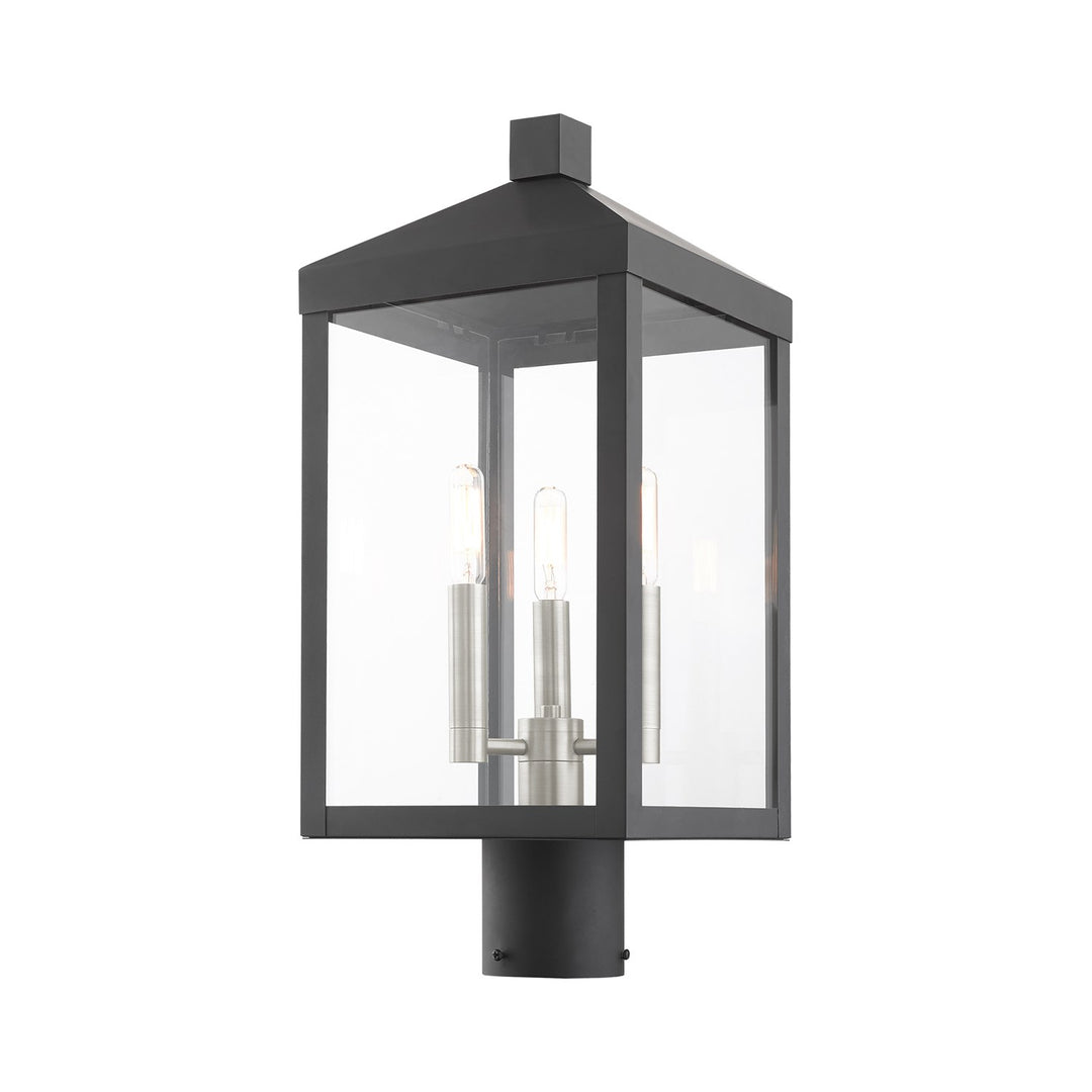 3 Light Black Outdoor Post Top Lantern