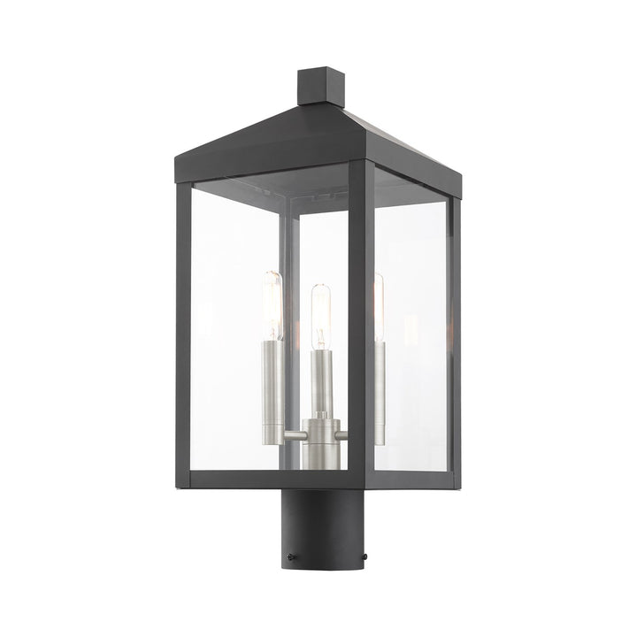 3 Light Black Outdoor Post Top Lantern