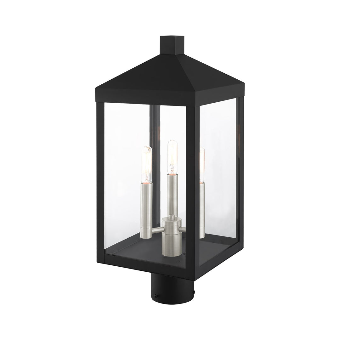 3 Light Black Outdoor Post Top Lantern