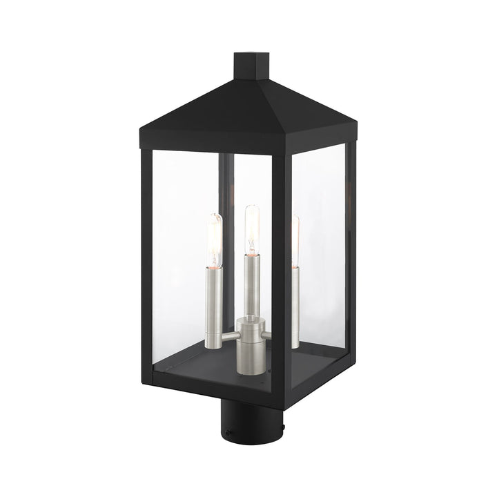 3 Light Black Outdoor Post Top Lantern