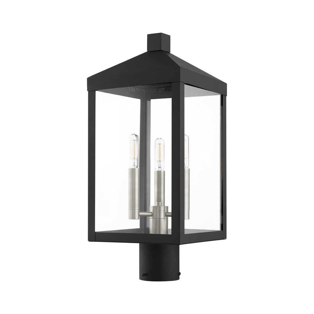 3 Light Black Outdoor Post Top Lantern