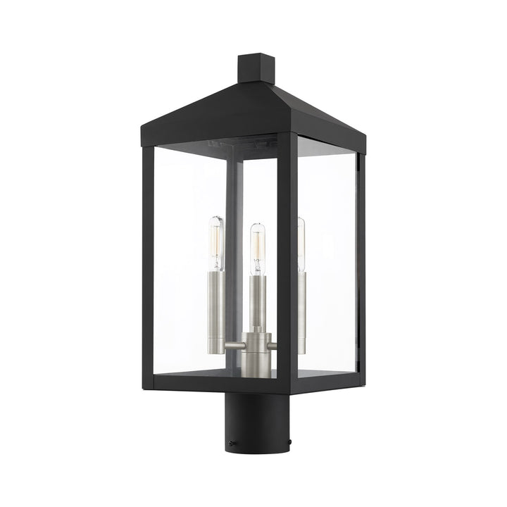 3 Light Black Outdoor Post Top Lantern