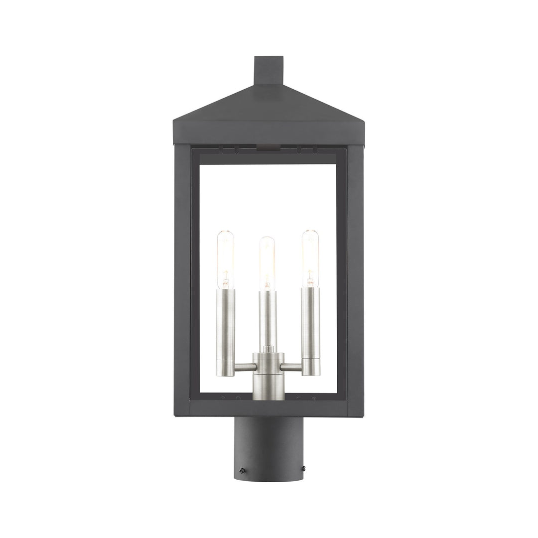 3 Light Black Outdoor Post Top Lantern