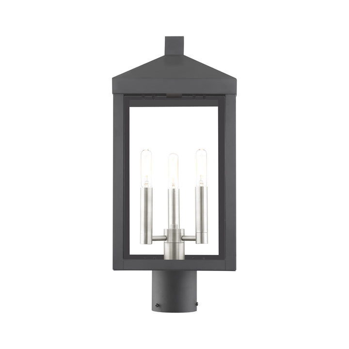 3 Light Black Outdoor Post Top Lantern