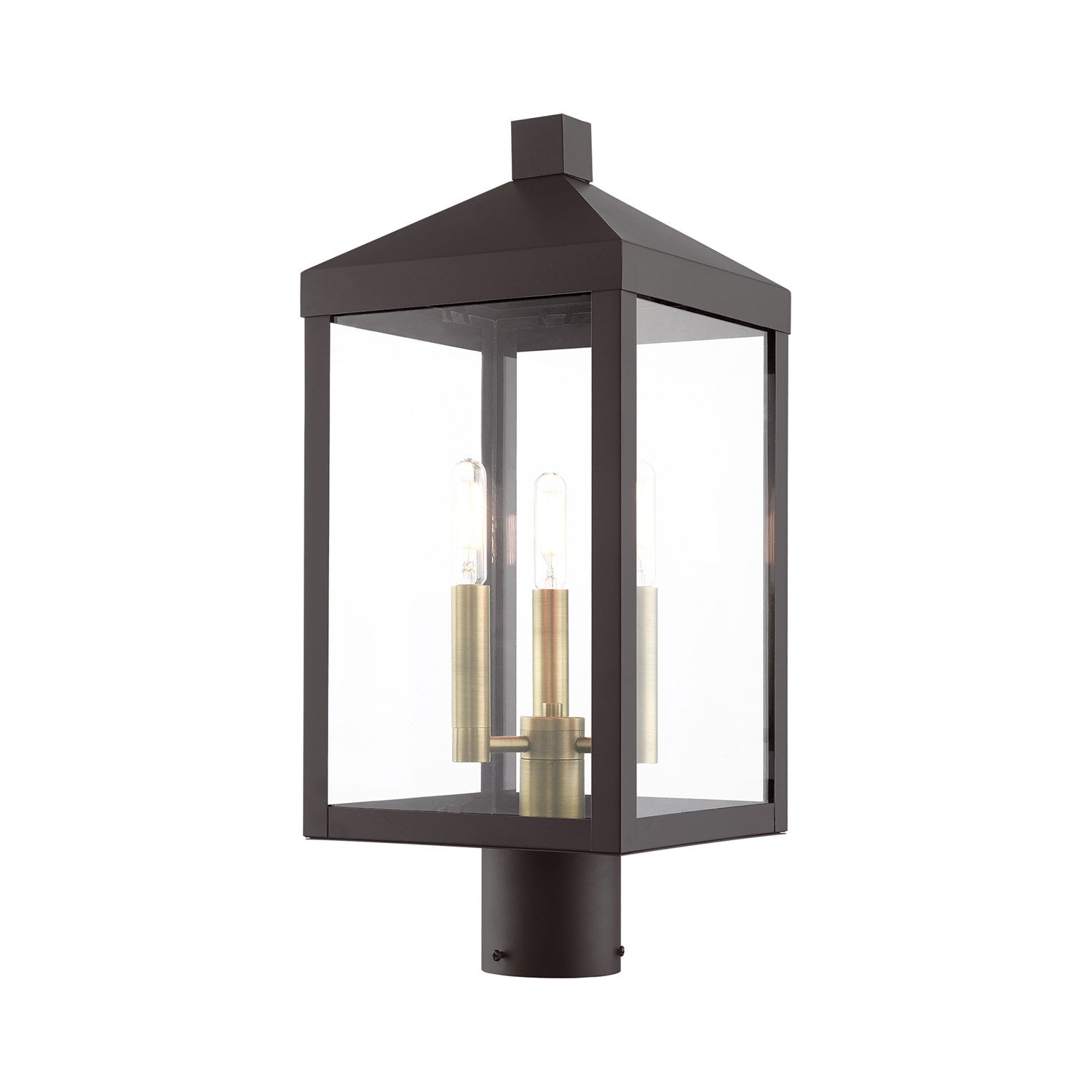 3 Light Bronze Outdoor Post Top Lantern by Livex Lighting