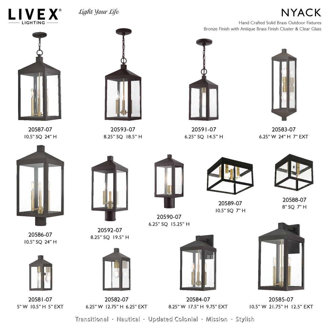 3 Light Bronze Outdoor Post Top Lantern