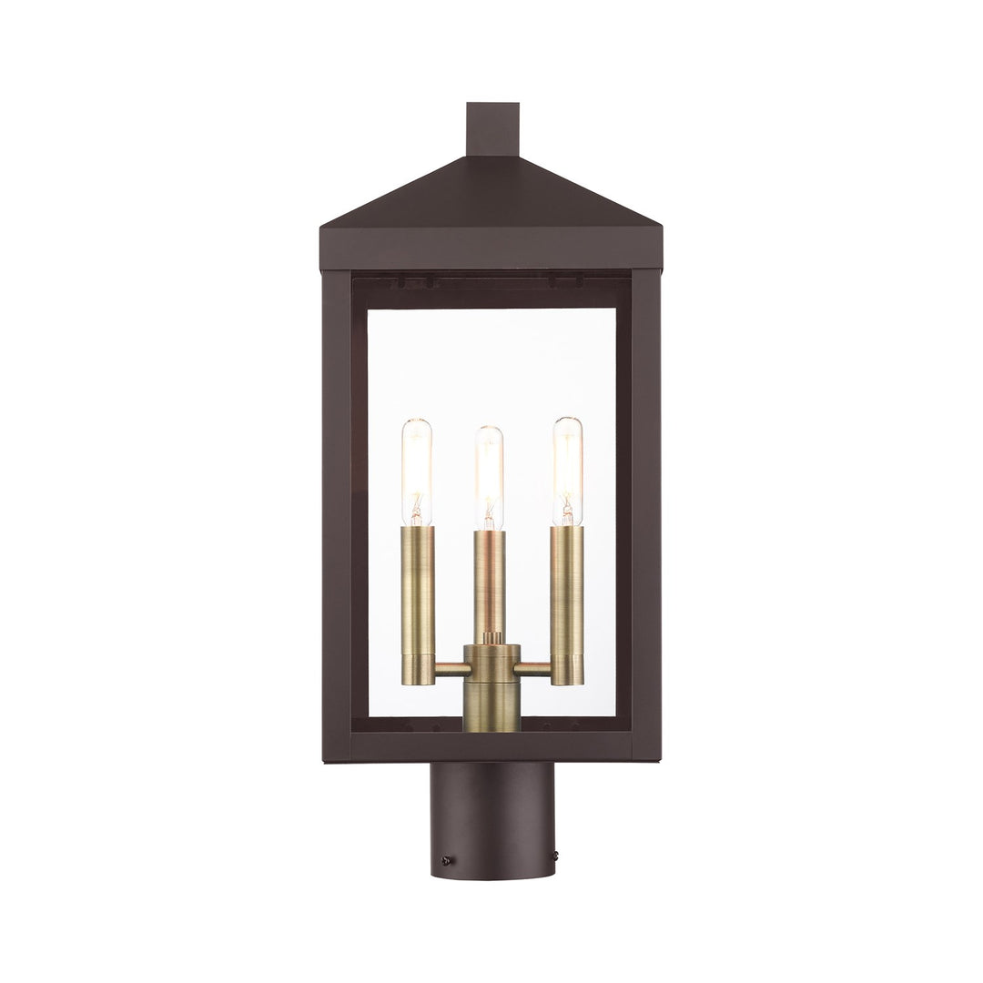 3 Light Bronze Outdoor Post Top Lantern