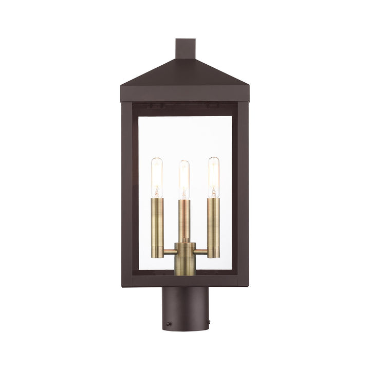 3 Light Bronze Outdoor Post Top Lantern