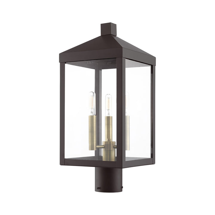 3 Light Bronze Outdoor Post Top Lantern