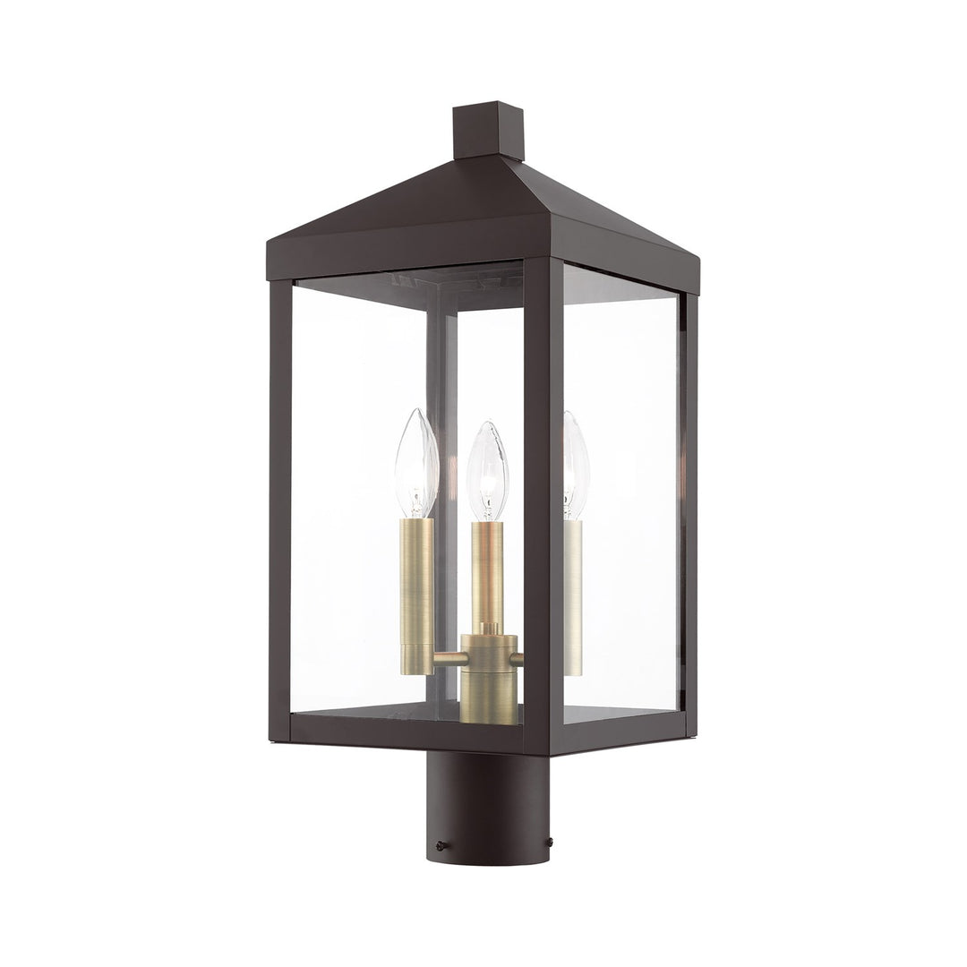 3 Light Bronze Outdoor Post Top Lantern