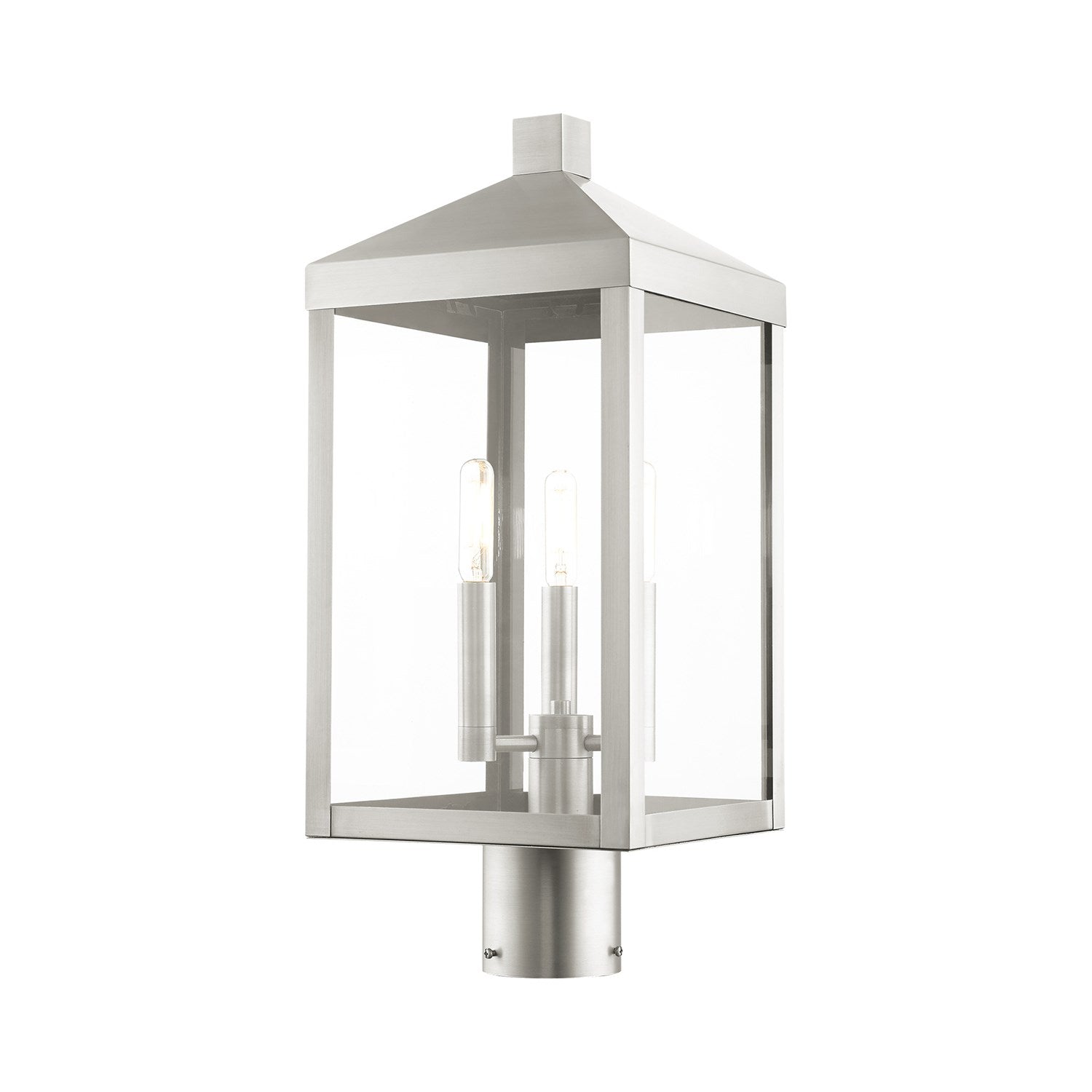 3 Light Brushed Nickel Outdoor Post Top Lantern by Livex Lighting