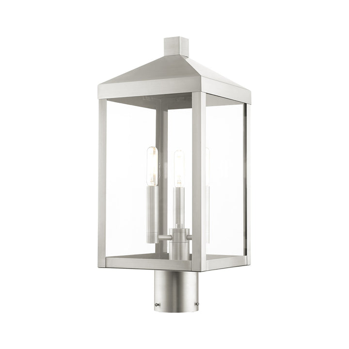 3 Light Brushed Nickel Outdoor Post Top Lantern by Livex Lighting