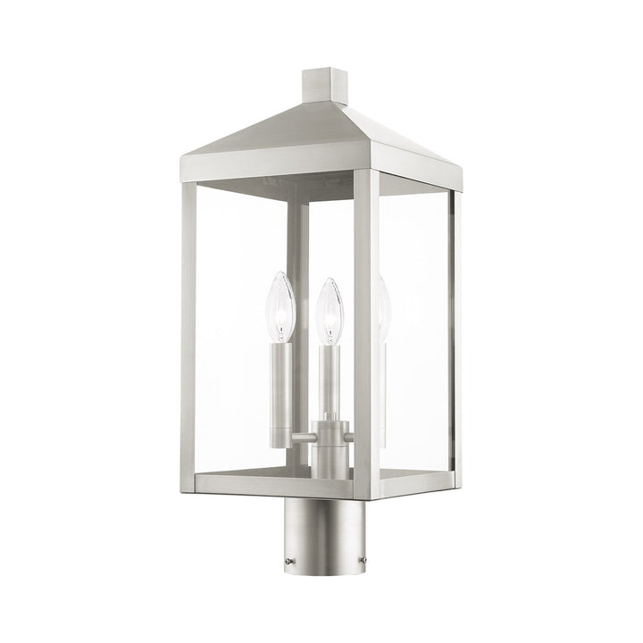 3 Light Brushed Nickel Outdoor Post Top Lantern