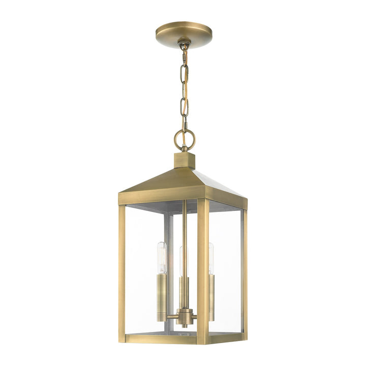 3 Light Antique Brass Outdoor Pendant Lantern by Livex Lighting
